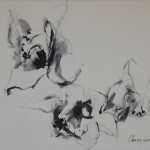 Orchid, Black Ink on Paper, Size: 23.75 x 17.5 inches